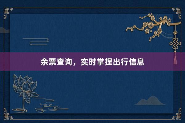 余票查询，实时掌捏出行信息
