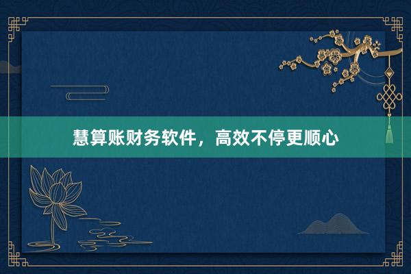 慧算账财务软件，高效不停更顺心